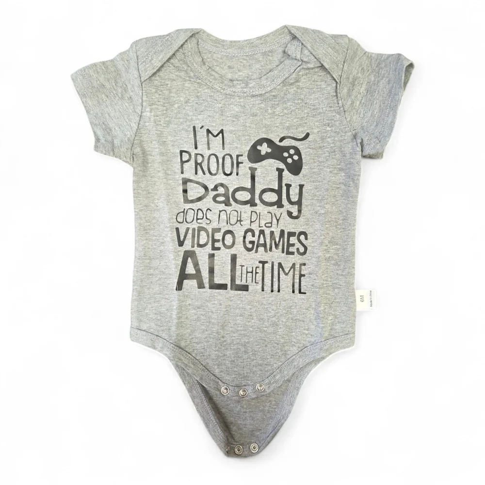 Gray and White Kids Onsie 3 Pieces Set, Size 6 Months
